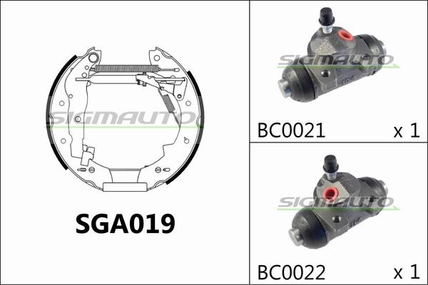 SIGMAUTO SGA019 - Комплект тормозных колодок, барабанные autospares.lv