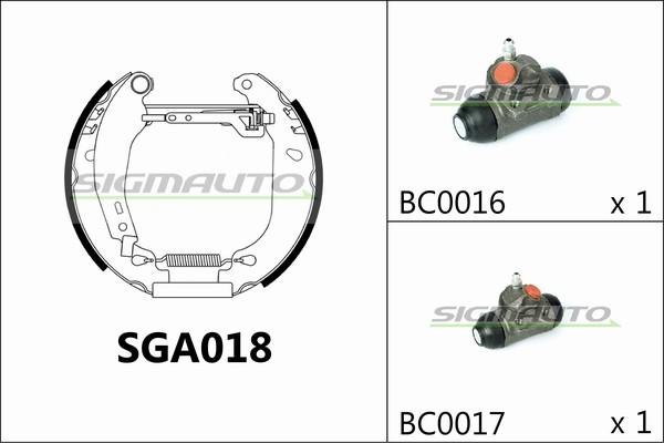 SIGMAUTO SGA018 - Комплект тормозных колодок, барабанные autospares.lv