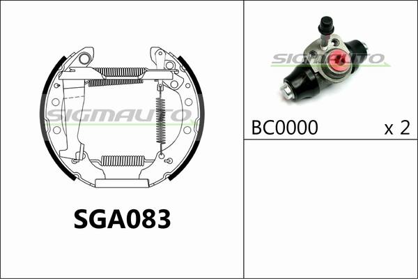 SIGMAUTO SGA083 - Комплект тормозных колодок, барабанные autospares.lv