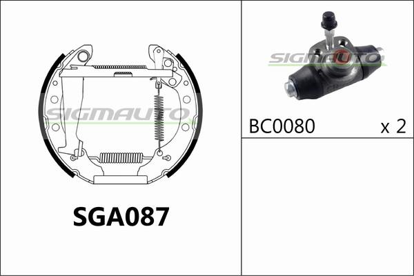SIGMAUTO SGA087 - Комплект тормозных колодок, барабанные autospares.lv