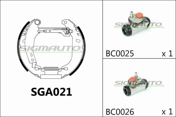 SIGMAUTO SGA021 - Комплект тормозных колодок, барабанные autospares.lv