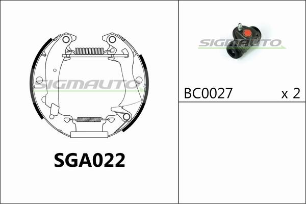 SIGMAUTO SGA022 - Комплект тормозных колодок, барабанные autospares.lv