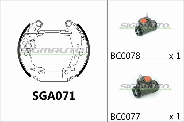 SIGMAUTO SGA071 - Комплект тормозных колодок, барабанные autospares.lv