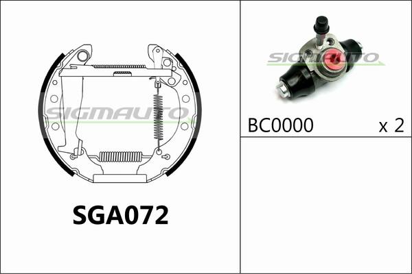SIGMAUTO SGA072 - Комплект тормозных колодок, барабанные autospares.lv