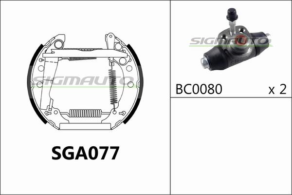 SIGMAUTO SGA077 - Комплект тормозных колодок, барабанные autospares.lv