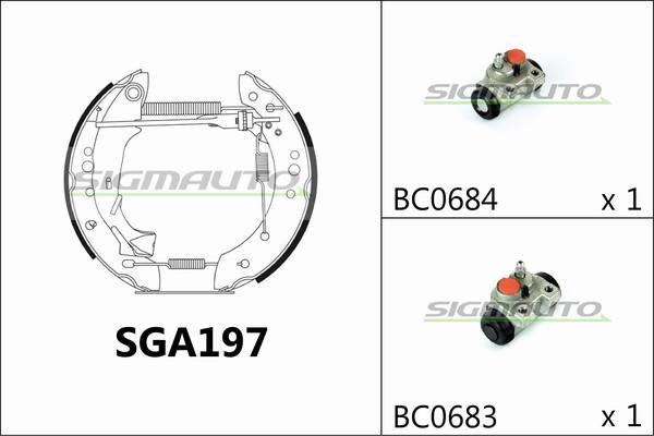 SIGMAUTO SGA197 - Комплект тормозных колодок, барабанные autospares.lv