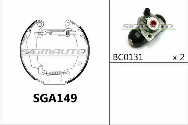 SIGMAUTO SGA149 - Комплект тормозных колодок, барабанные autospares.lv