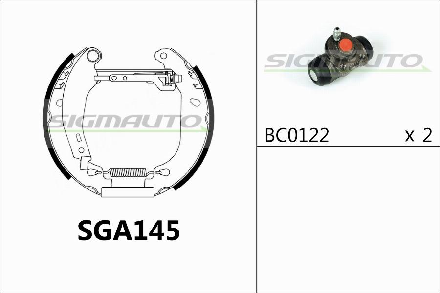 SIGMAUTO SGA145 - Комплект тормозных колодок, барабанные autospares.lv