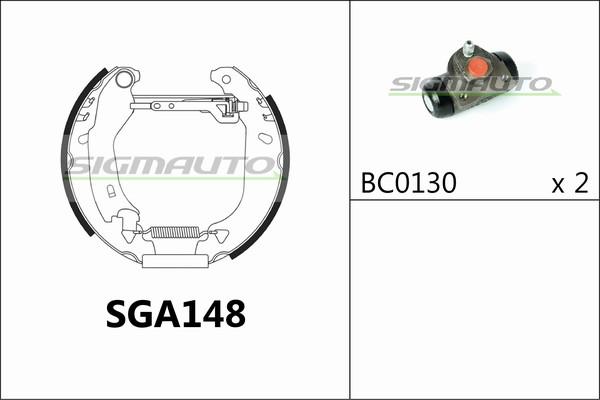 SIGMAUTO SGA148 - Комплект тормозных колодок, барабанные autospares.lv