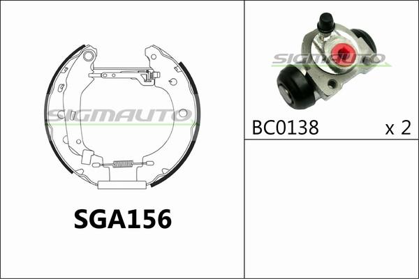 SIGMAUTO SGA156 - Комплект тормозных колодок, барабанные autospares.lv