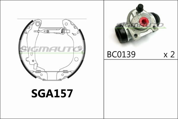 SIGMAUTO SGA157 - Комплект тормозных колодок, барабанные autospares.lv