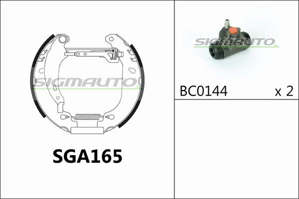 SIGMAUTO SGA165 - Комплект тормозных колодок, барабанные autospares.lv