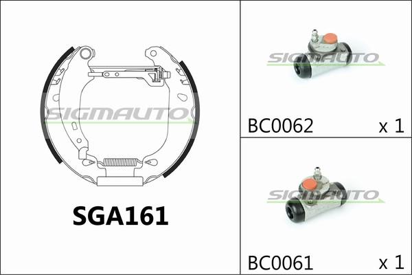 SIGMAUTO SGA161 - Комплект тормозных колодок, барабанные autospares.lv