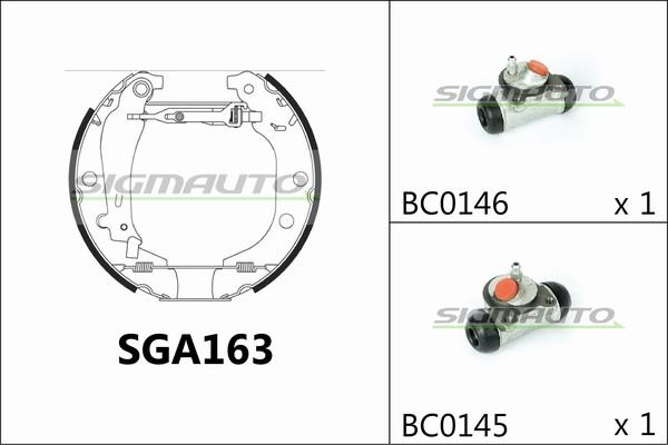 SIGMAUTO SGA163 - Комплект тормозных колодок, барабанные autospares.lv