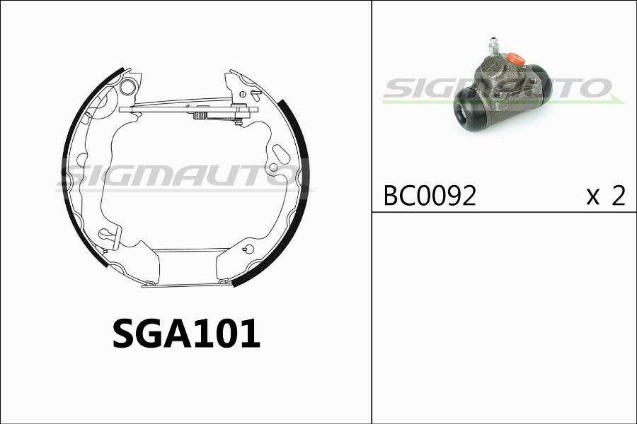 SIGMAUTO SGA101 - Комплект тормозных колодок, барабанные autospares.lv