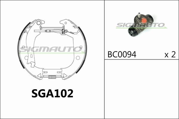 SIGMAUTO SGA102 - Комплект тормозных колодок, барабанные autospares.lv