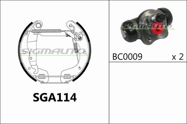 SIGMAUTO SGA114 - Комплект тормозных колодок, барабанные autospares.lv