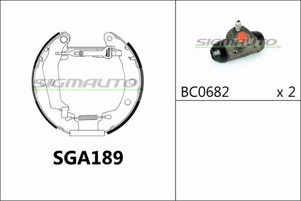 SIGMAUTO SGA189 - Комплект тормозных колодок, барабанные autospares.lv