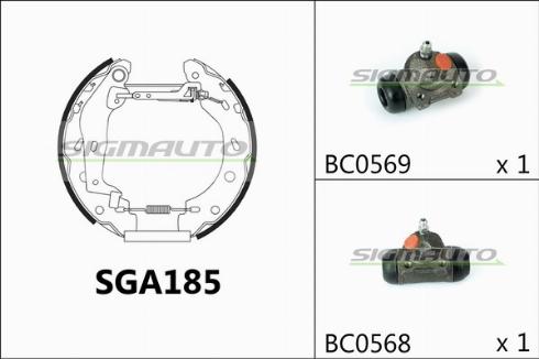 SIGMAUTO SGA185 - Комплект тормозных колодок, барабанные autospares.lv