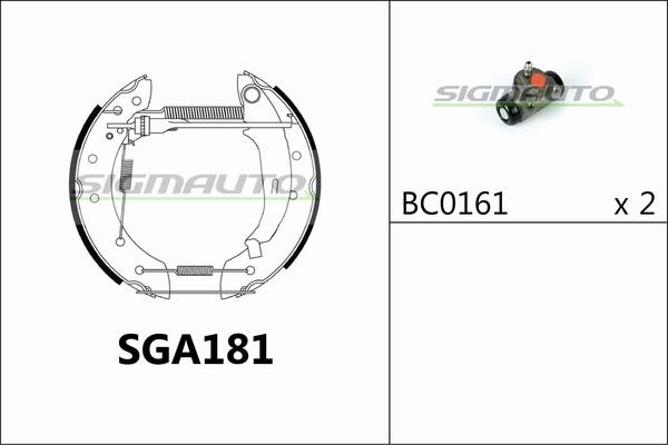 SIGMAUTO SGA181 - Комплект тормозных колодок, барабанные autospares.lv