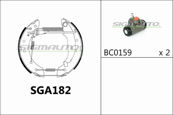 SIGMAUTO SGA182 - Комплект тормозных колодок, барабанные autospares.lv