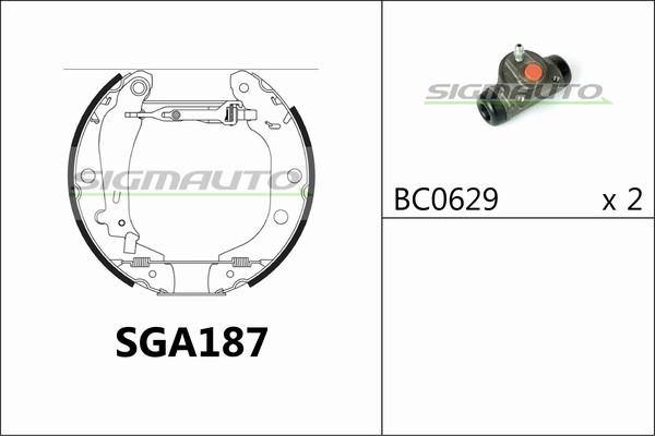 SIGMAUTO SGA187 - Комплект тормозных колодок, барабанные autospares.lv