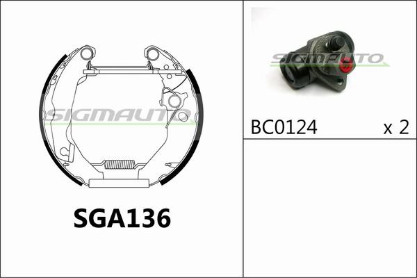 SIGMAUTO SGA136 - Комплект тормозных колодок, барабанные autospares.lv