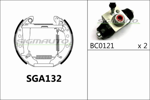SIGMAUTO SGA132 - Комплект тормозных колодок, барабанные autospares.lv