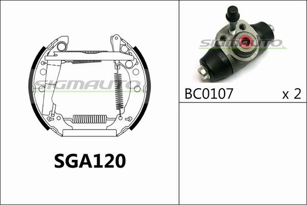 SIGMAUTO SGA120 - Комплект тормозных колодок, барабанные autospares.lv