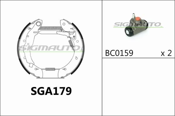 SIGMAUTO SGA179 - Комплект тормозных колодок, барабанные autospares.lv