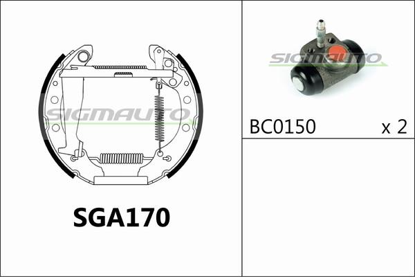 SIGMAUTO SGA170 - Комплект тормозных колодок, барабанные autospares.lv