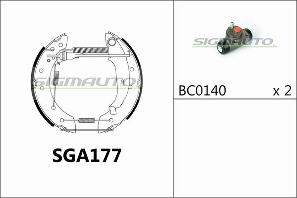 SIGMAUTO SGA177 - Комплект тормозных колодок, барабанные autospares.lv