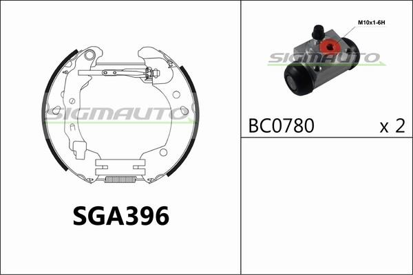 SIGMAUTO SGA396 - Комплект тормозных колодок, барабанные autospares.lv