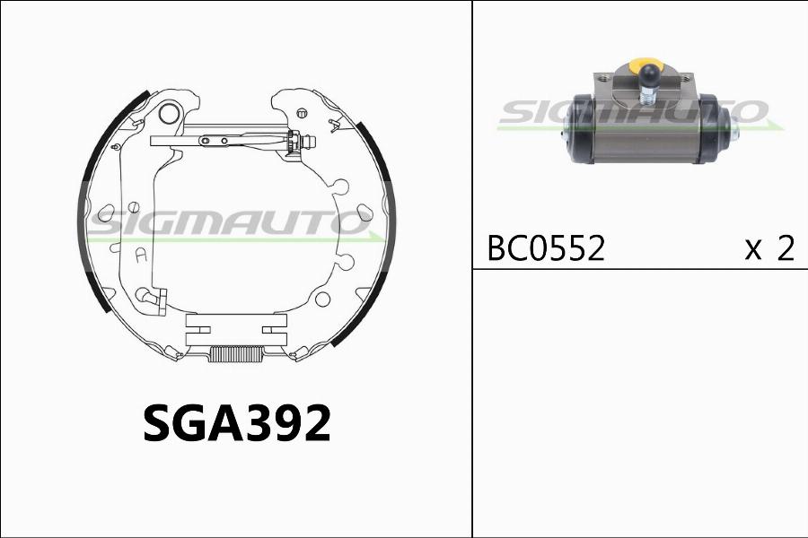 SIGMAUTO SGA392 - Комплект тормозных колодок, барабанные autospares.lv
