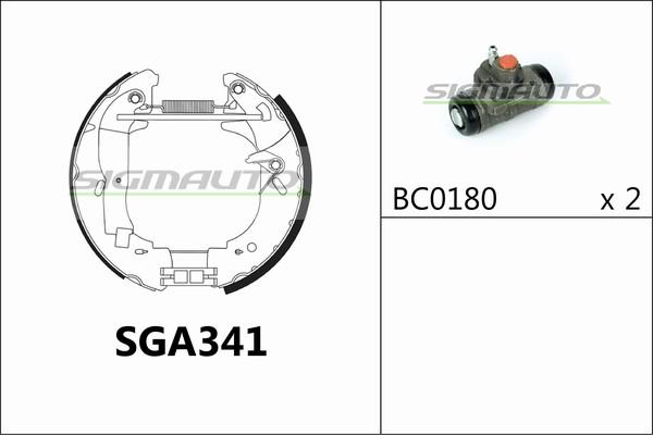 SIGMAUTO SGA341 - Комплект тормозных колодок, барабанные autospares.lv