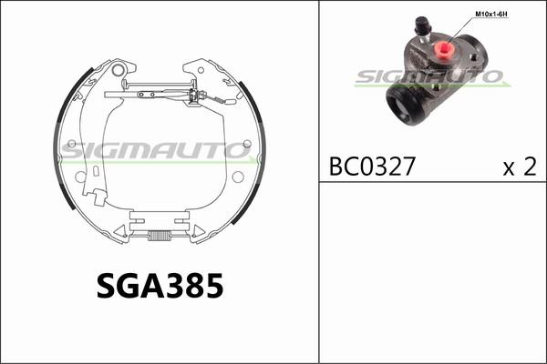 SIGMAUTO SGA385 - Комплект тормозных колодок, барабанные autospares.lv
