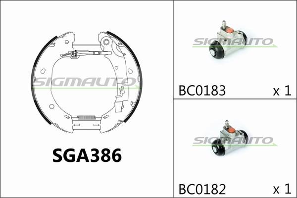 SIGMAUTO SGA386 - Комплект тормозных колодок, барабанные autospares.lv