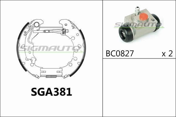 SIGMAUTO SGA381 - Комплект тормозных колодок, барабанные autospares.lv