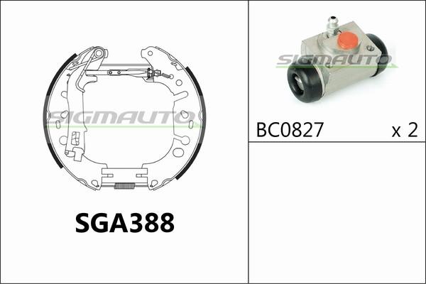SIGMAUTO SGA388 - Комплект тормозных колодок, барабанные autospares.lv