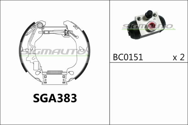 SIGMAUTO SGA383 - Комплект тормозных колодок, барабанные autospares.lv