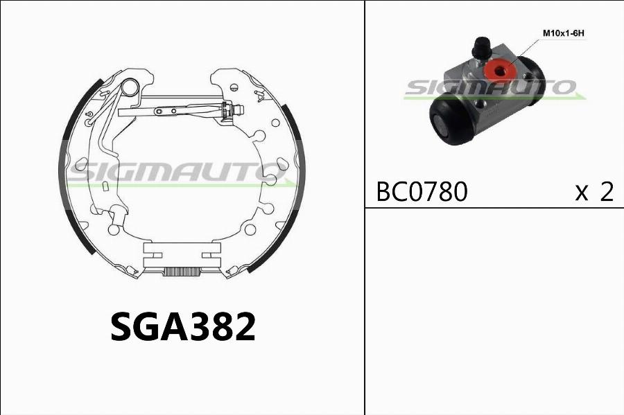 SIGMAUTO SGA382 - Комплект тормозных колодок, барабанные autospares.lv