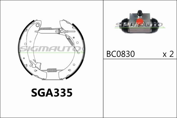 SIGMAUTO SGA335 - Комплект тормозных колодок, барабанные autospares.lv