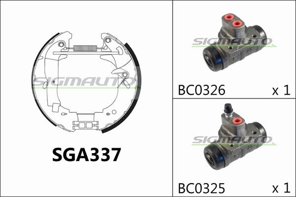 SIGMAUTO SGA337 - Комплект тормозных колодок, барабанные autospares.lv