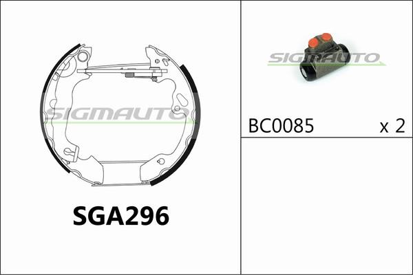 SIGMAUTO SGA296 - Комплект тормозных колодок, барабанные autospares.lv