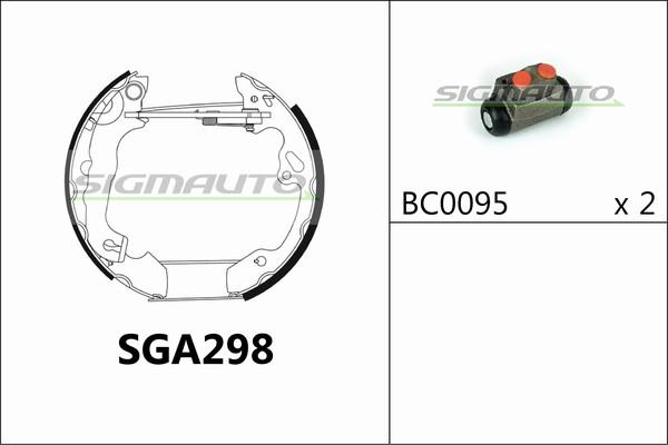 SIGMAUTO SGA298 - Комплект тормозных колодок, барабанные autospares.lv