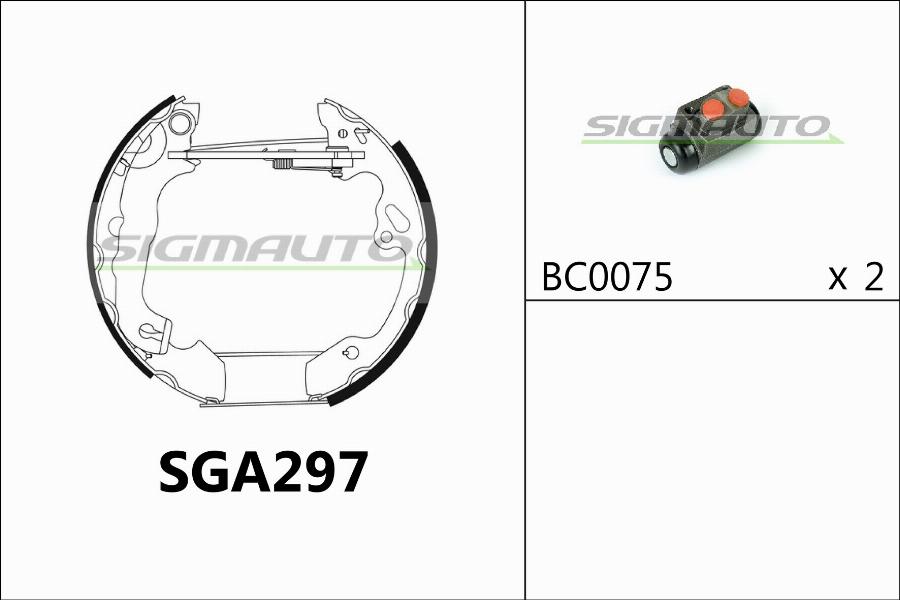 SIGMAUTO SGA297 - Комплект тормозных колодок, барабанные autospares.lv