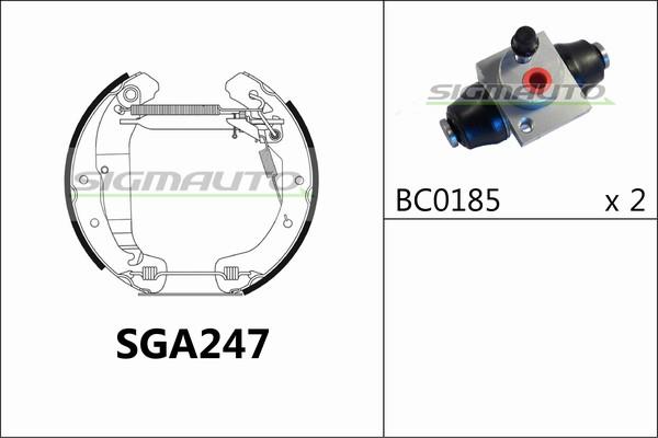 SIGMAUTO SGA247 - Комплект тормозных колодок, барабанные autospares.lv