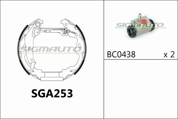 SIGMAUTO SGA253 - Комплект тормозных колодок, барабанные autospares.lv