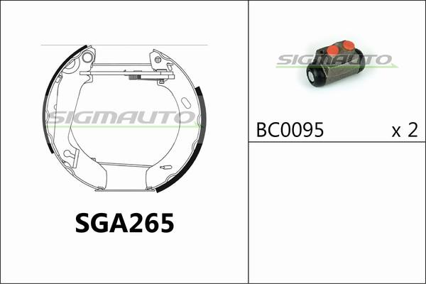 SIGMAUTO SGA265 - Комплект тормозных колодок, барабанные autospares.lv