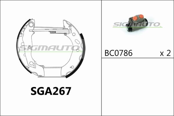 SIGMAUTO SGA267 - Комплект тормозных колодок, барабанные autospares.lv